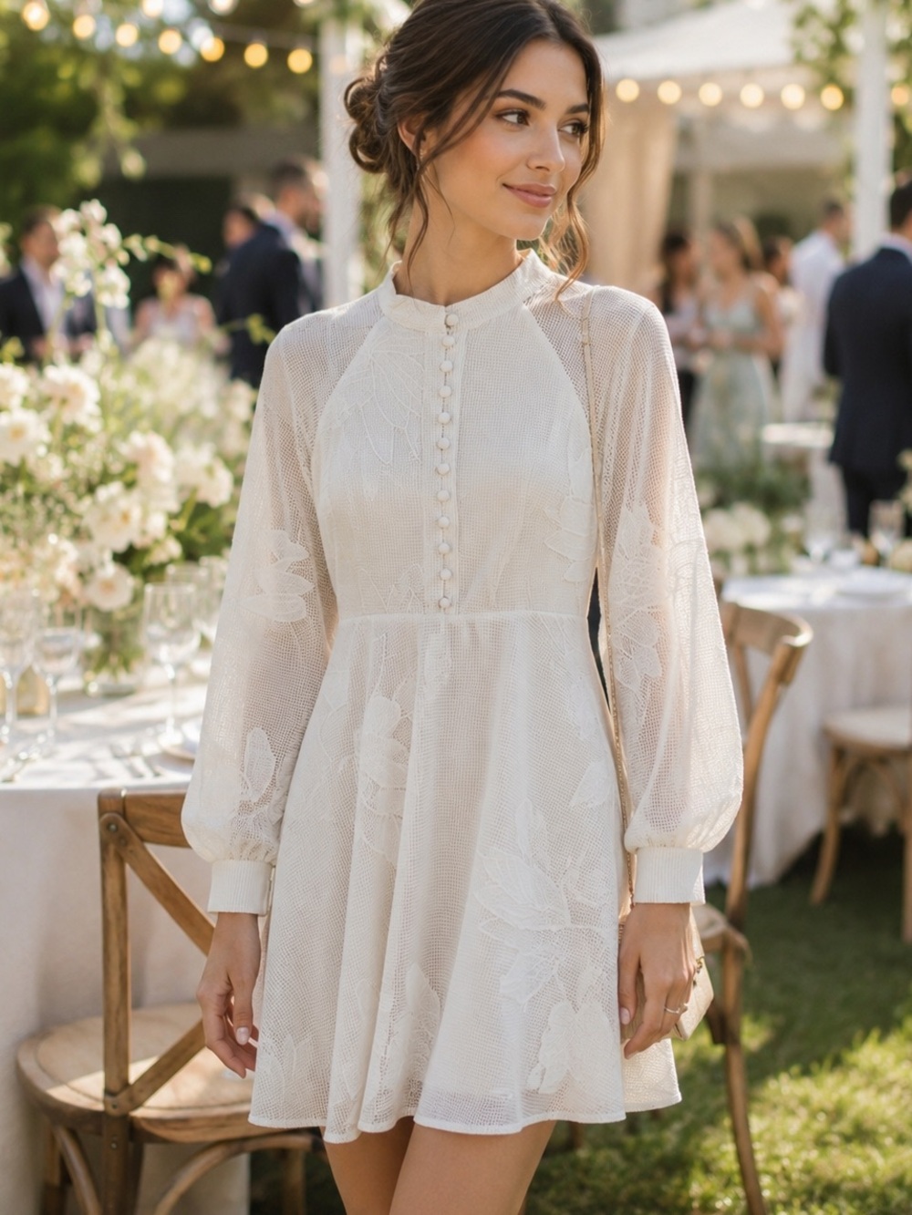 Mare Mare by Anthropologie Embroidered White mesh Dress XS